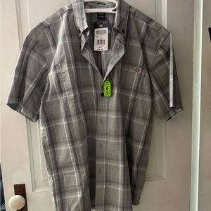 NWT Dickies Men's Gray Plaid Button Down Shirt